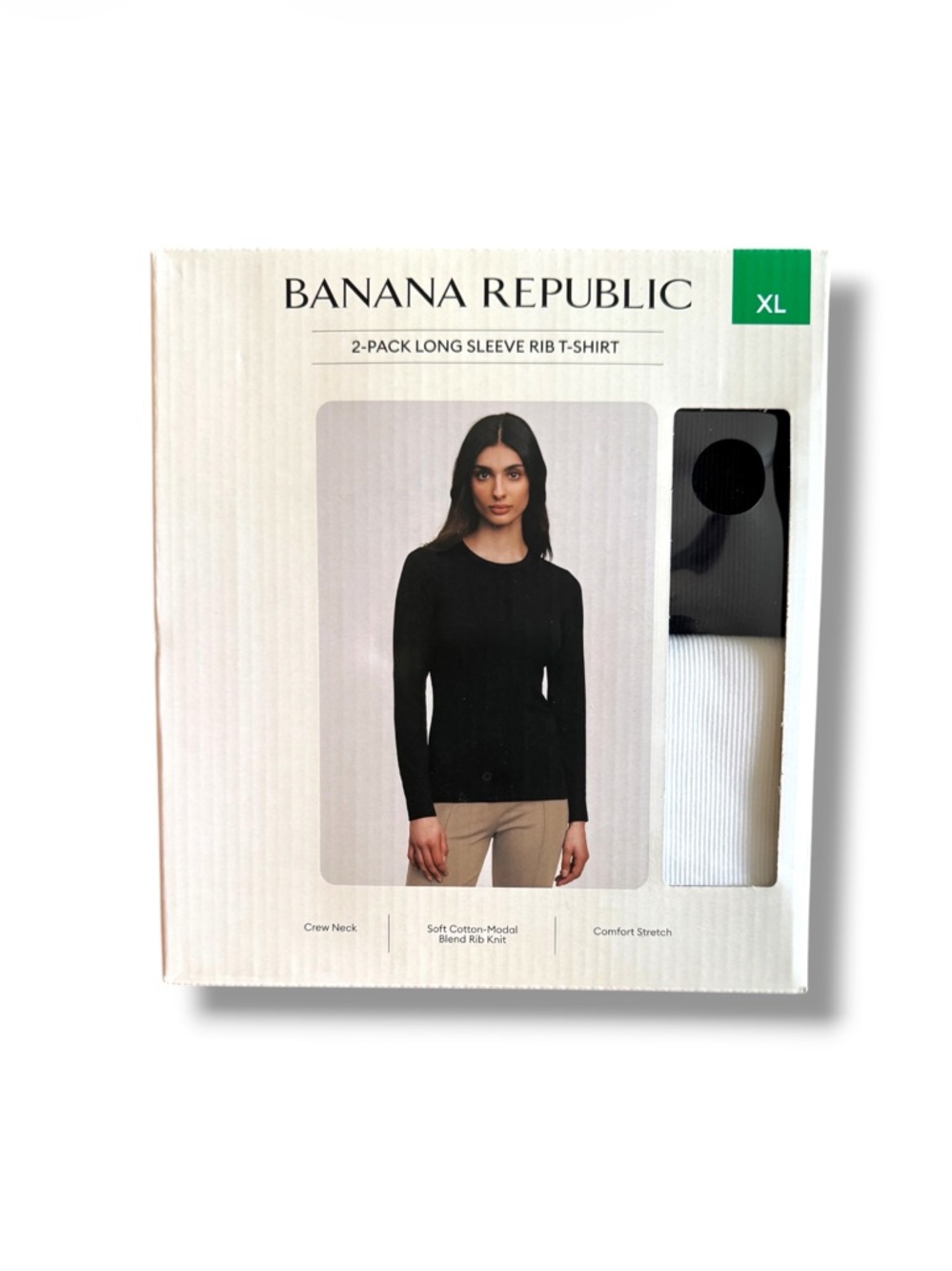 Banana Republic 2-Pack Long Sleeve Rib Tee - Black & White